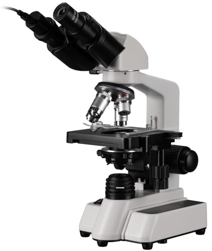 Bresser Microscope à lumière transmise avec caméra oculaire USB Full HD, grossissement 40x-1000x, éclairage LED dimmable, idéal pour l'école et Les Loisirs