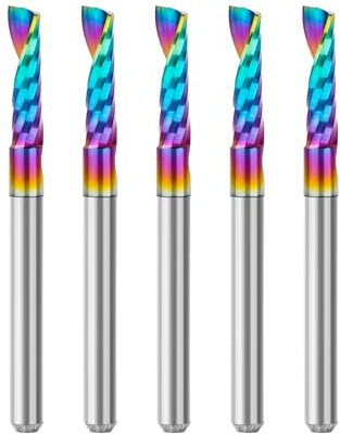 SpeTool 5 fresas de aluminio de 3,1 mm, con mango de 3,1 mm, fresa VHM, fresadora de vástago, fresadora de aluminio, 12 mm, longitud de corte con revestimiento DLC, fresadora CNC, madera para aluminio