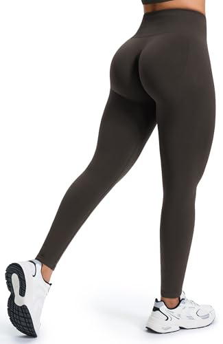 JOYSPELS Gym Leggings for Women Seamless Ruched Scrunch Bums Lifting Workout Activewear Leggings High Waist Tummy Control Yoga Pants UK Black XS