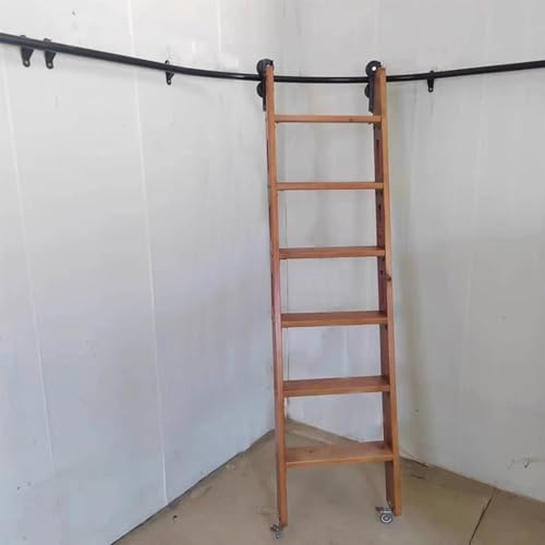 Teleskopbiblioteksstege kitle rullande hörnspårsystem rustik svart H 274 cm/3,326,2 fot för Boohelves loft och heminredning.