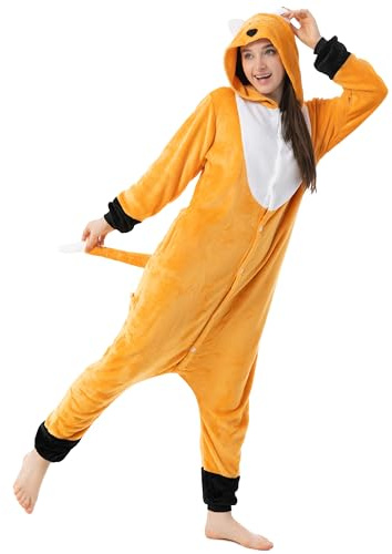 Katara 1744 - Costume Animale Pigiama intero Kigurumi Carnevale, Volpe - Taglia L