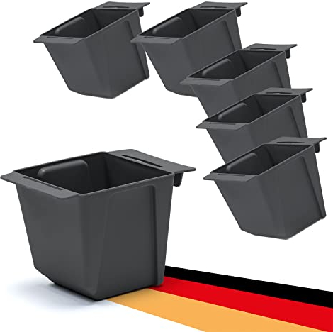 BigDean 6er Set Mini Paletten Blumenkästen - Einsatz - mit Hängesystem zum Einhängen - 10cm klein anthrazit - Pflanzkasten für Europalette Balkonkasten Blumentopf - aus recyceltem PP-Kunststoff
