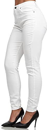 Tazzio F107 Damjeans, slim fit, hög midja, stretchbyxor, denim, Vit., 46
