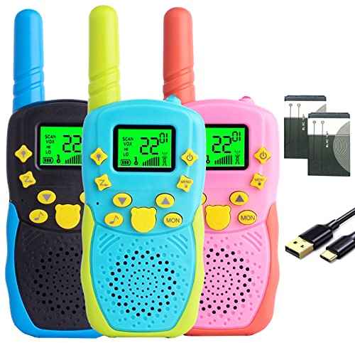 TUCHUNME Walkie Talkie Kinder,Wiederaufladbar 8 Kanäle Draußen Spielzeug Funkgeräte mit Taschenlampe Geschenke für Jungen und Mädchen Lange Reichweite für Ausflug Abenteuer im Freien,Camping,Wandern