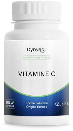 Vitamine C pure Quali®-C - Forme naturelle acide L-ascorbique - Système immunitaire & Antioxydant & Santé de la peau - 500mg / 60 gélules - Formule 100% pure - Origine européenne - Dynveo