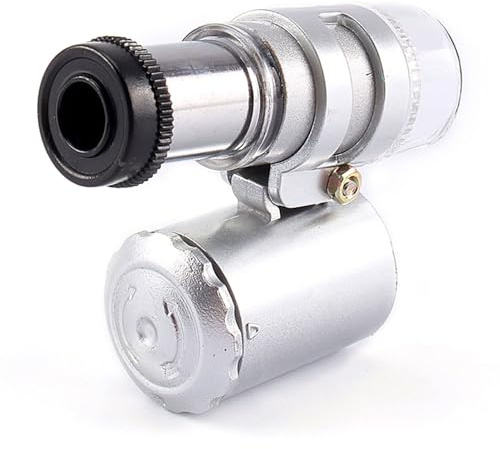 LiebeWH LiebeWHhgo7zainpd 60x Mikroskop, Mini 60x Lupp, Kategori Fickmikroskop Smyckeförstoringsglas Luppglas Kan Vara Brännvidd med LED UV-ljuslupp och Svart PU-läderfodral, för Smycken, Diamanter