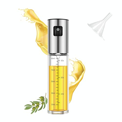 azisha Spruzzino Olio Per Friggitrice Aria - 100 ml Nebulizzatore Olio - Oliva Olio Spray Per Cucina, Insalata E Barbecue. Bottiglia Di Olio In Vetro Premium Per Uso Alimentare Da 3,4 oz.
