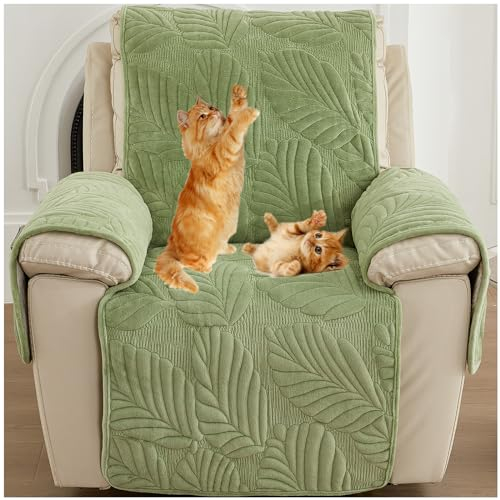 NNSMUN Sofa Armlehnenbezüge, Sesselschoner Sesselauflage mit Taschen, Fernsehsessel Schutzbezug Anti-Rutsch, Relaxsessel Bezüg Sesselüberzug für Zuhause, 60 * 225cm (Grün,60x225cm)