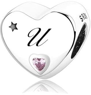 MsRosy S925 silver 26 bokstäver initial alfabet A-Z berlock för armband och halsband, Sterlingsilver