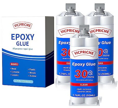vicpricme Lot de 2 tubes de colle en résine époxy, 1,76 oz, transparente, seringue à souder liquide, résistante à la température, anti-eau, pour coller le métal, le plastique, le bois, la céramique