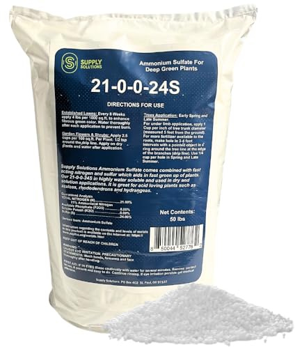 Supply Solutions 21-0-0-24S Ammonium Sulfate for Deep Green Plants - Soil Acidifier for Blueberry Blooms, Azalea and Magnolia Tree Fertilizer - Sulfur for Plants Nitrogen Fertilizer (50 Pounds)