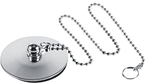 Tappo per Lavandino in Metallo Massiccio Yctze con Catena, Coperchio di Scarico per Vasca da Bagno Cromato e Tappo di Scarico per e Bagno