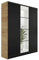 KIER FURNITURE Kleiderschrank mit Spiegel - Schrank Schlafzimmer - Garderobenschrank Flur - Ausziehbare Kleiderstange - Eden v4 - BxHxT 156,4x205x39cm - 3 Türen - Craft Eiche & Schwarz