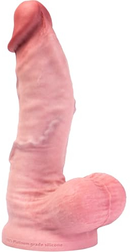 Fallo realistico con forte ventosa per donna/uomo - 5 taglie disponibili, dettagli sulla texture della pelle, silicone platino, impermeabile con grande glande per giocare a mani libere (M)