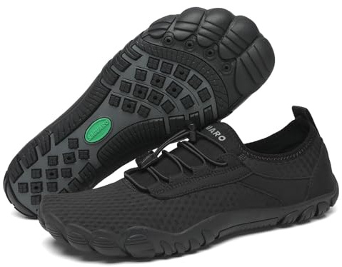 SAGUARO Unisex barfota badskor halkfria barfotaskor snabbtorkande vattenskor med dräneringshål storlek 36–48, Ny svart, 42 EU
