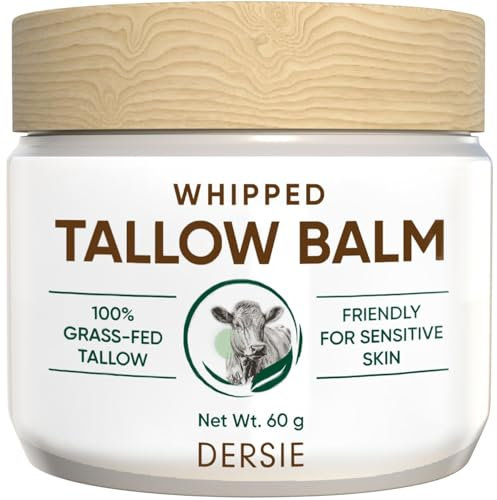 Beef Tallow Balm for Skin Care: Whipped Tallow Face and Body Moisturizer with Emu Oil, Blue Cypress, Sandalwood Oil – Fresh Herbal Scent Suitable for Man and Women - 2.12 OZ(Cream-Like)