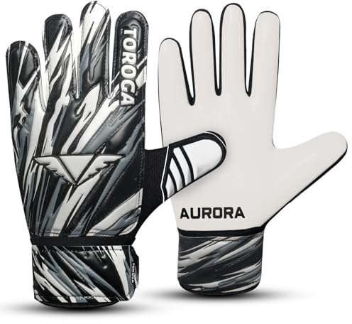 GRIPKNOX Goalkeeper Gloves – Strong Grip Soccer Gloves with Double Waist Protection & Anti-Slip Latex Palm – Comfortable for Kids, Youth and Adults for Football Training & Match Play (White, 3)