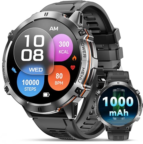 OUKITEL Reloj Inteligente Hombre, Smartwatch Hombre 1.73 AMOLED con Llamadas, 100 Días de Batería, Pulsómetro SpO2, 5ATM Impermeable, Monitor Sueño, Podómetro, 103+ Modos Deportivos iOS Android