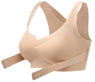 Hueborne Reggiseno Correttore Posturale 3D For, Reggiseno Senza Cuciture Con Fibbia Frontale, Anti-cedimento, Supporto Tipo W E Tessuto Memory(Skincolor,M)