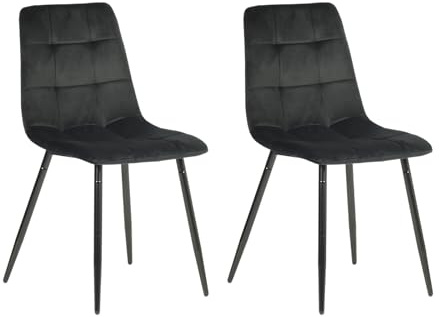 EGGREE Esszimmerstühle 2er Set Samt Esszimmerstuhl Essstühle mit Gepolsterte Moderner Design Küchenstühle, Stühle für Esszimmer Wohnzimmer Schlafzimmer, Metallbeinen Tragkraft 150 kg, Schwarz