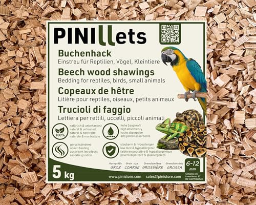 PINI Grova Bokflis 20 L / 5 kg – Naturligt Dammfattigt Bottensubstrat för Reptiler, Fåglar och Smådjur – Terrarier, Voljärer och Hönshus – Hög Absorptionsförmåga