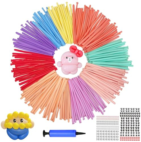 100 Pezzi Palloncini Modellabili con Pompa Adesivo, 100cm Lunghi Multicolore Arcobaleno Professionali Magici Lattice DIY Animali Palloncini per Feste Matrimoni Allestimento Compleanno