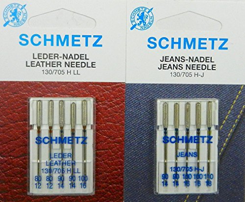 SCHMETZ Nadelsortiment Leder & Jeans 10 Nähmaschinen Nadeln System 130/705