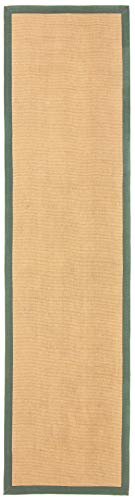 carpetfine Sisalteppich Läufer Grün 75x300 cm | Moderner Teppich für Wohn- und Schlafzimmer