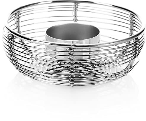 COM-FOUR® portavelas de Metal - portavelas Decorativo en Forma de Cuenco - portavelas para un Ambiente Acogedor - Decorativo (Color Plateado - 1 Pieza - M)