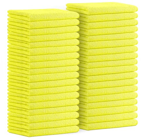 Avalon Towels Microfiber Cleaning Cloths (Value Pack of 36) - Size 16 x 16 Inches, Highly Absorbent Cleaning Rags, Lint Free, Reusable and Washable, Microfiber Towels for Cars