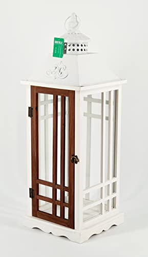 Wunderschöne große Laterne Holz Windlicht Landhaus Deko Vintage Exklusive Optik Gartenlaterne Kerzenhalter 10183-2
