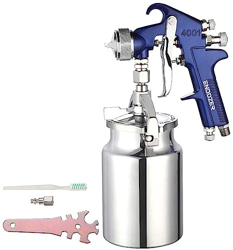 ENDOZER Professional Siphon Feed Spray Gun for Paint, Red Handle, 34 oz -1.8mm Nozzle for a Variety of Low Viscosity Paints（Blue）