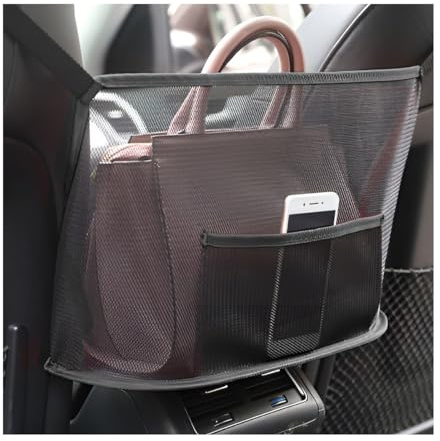 CGEAMDY Filet de Rangement Ajustable en Hauteur pour Sièges Avant et Arrière de Voiture - Noir