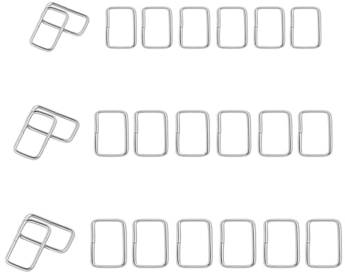 Rechteck Metallring, 60 Stück Rechteck Metall Ring, Metall Quadrat Ringe, Rechteckringe,für Handtaschen Geldbeutel Rucksack - Silber