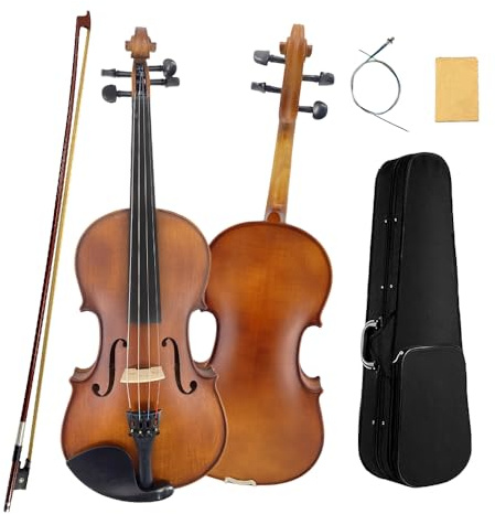 YoungMonic Full Size 4 Strings Viola Meticulously Crafted with Maple Wood Back Top Spruce Wood Adorned Ebony Fingerboard Tailpiece Chin Rest Complete with Case and Bow (16.5 Inch,brown)