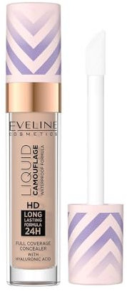 Eveline Cosmetics Correttore Camouflage Liquido Impermeabile con Acido Ialuronico e Burro di Karité - Formula Nutriente e a Lunga Durata per un Incarnato Impeccabile - Disponibile in 5 Tonalità