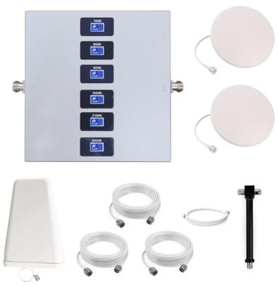 KKBSTR Ripetitore Segnale Cellulare 2G/3G/4G/5G, 6 Bande 700/800/900/1800/2100/2600MHz, Due Antenne Interne