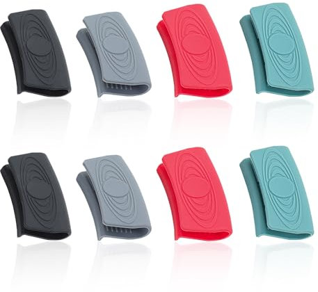 8 Stück Topfgriff Hitzeschutz, Silikongriffe für Töpfe Universal Topflappenhandschuhe Hitzebeständige Handschuhe HitzebeständigTopflappen Griffhalter Handclip für Finger Schützen