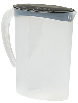 keeeper Saftkanne mit Deckel, 2 l, Polypropylen, 9,5 x 18,5 x 24,5 cm, Sara, Black/Transparent