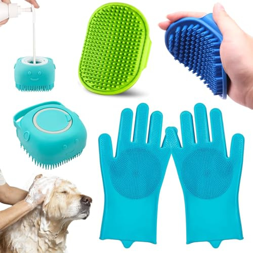 Spazzola Da Bagno Per Cane Cani, Guanti Per Toelettatura Animali Domestici Shampoo