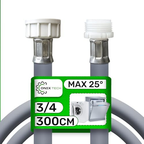 Extensión Manguera Lavadora o Lavavajilla 3m con Conexiones Ø 3/4 Presión de 20 a 60 Bar para Temperaturas de hasta 25°C - MADE IN ITALY - Garantía de 5 Años - ONIX TECH