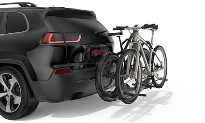 PacificCrest Portabici per auto e SUV, gancio di traino da 5 '' o camion/camper, resistente fino a 72,6 kg, per bici elettriche e pneumatici grassi (12,7 cm), pieghevole, inclinabile, anti-rumore