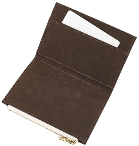 CRASPIRE Filmappar blixtlåsficka 13 x 9,6 cm resenärer kokosnöt mörkbrun anteckningsbok planerare plånbok kort pass hållare papper faktura förvaringsväska för journal omslag Tn tillbehör