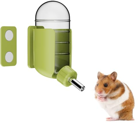 Hamster Water Bottle with Magnetic Holder, Freestanding Water Bottle for Glass Tanks, Suitable for Syrian Dwarf Hamsters Gerbils Mice Rats Degus (Green, 120ml)