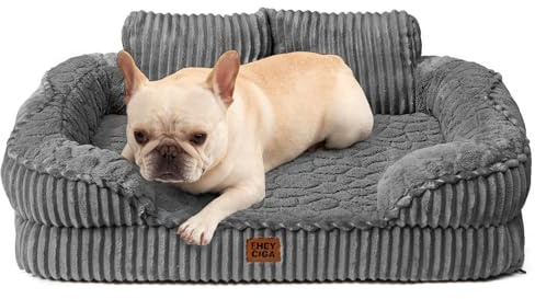 EHEYCIGA Panier Chien Grande Taille avec Dossier Haut, 76x51cm, Gris