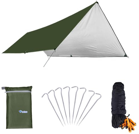 Azarxis Hammock Rain Fly Camping Tarp Canopy Tent Footprint Ground Sheet Picnic Mat, UV Protection and PU 2000mm Waterproof, Lightweight for Camping, Backpacking and Outdoor Adventure (Army Green, S)