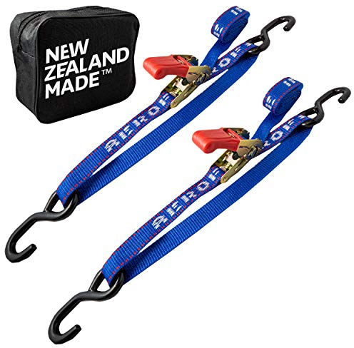 Heavy Duty Ratchet Boat Straps (Pack of 2) - 2,400lbs Break - 1 x 2.5' UV Treated Transom Tie Down Straps for Boat & Jet Ski