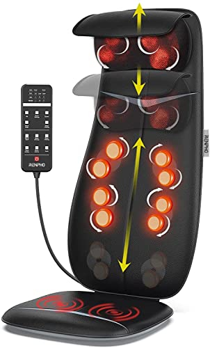 RENPHO Rückenmassagegerät, Shiatsu Massageauflage mit Wärmefunktion und Vibrationsfunktion, Höhenverstellbarer und S förmiges Massageauflage, Elektrisches Massagegerät für Nacken und Schulter, Schwarz