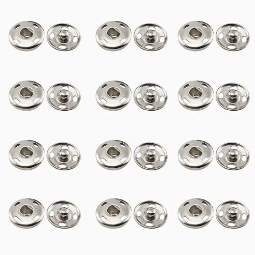 12 Sätze Annähen Druckknöpfe aus Metall, 21mm Snaps, Druckknopf Nähen, für Kleidern, Blusen, Handwerk, DIY, Handtasche