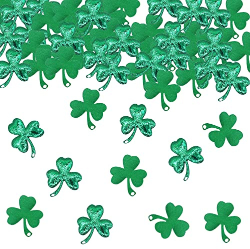 Hying 200 Pieces Spring Leaves Confetti Decorations for Table, Irish Shamrock Confetti Green Table Confetti Lucky Clover Leaves Sequin Sprinkles Confetti for Saint Patrick's Day Carnival Party Favors